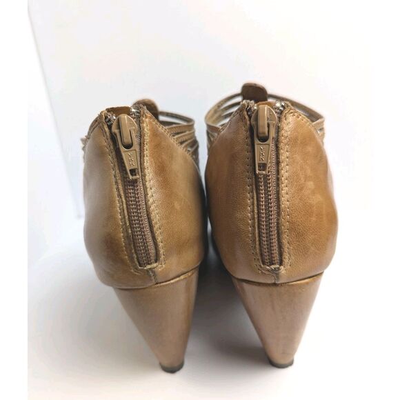 Miz Mooz Sloane Tan Cognac Leather T-strap Strappy Retro Heels Womens 8.5 - Picture 5 of 9